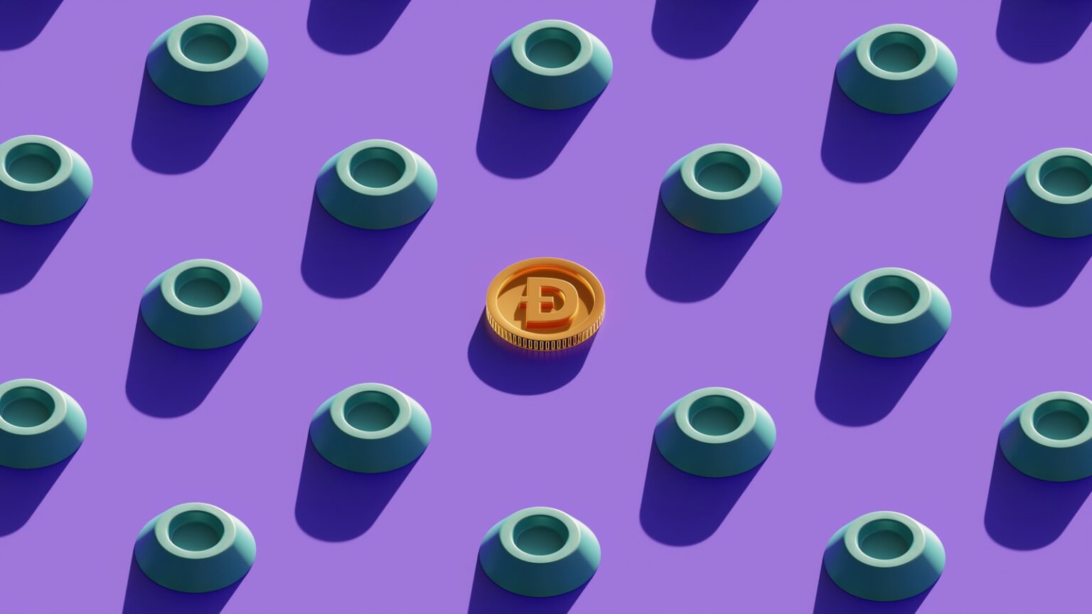 dao cryptocoin in front of purple background